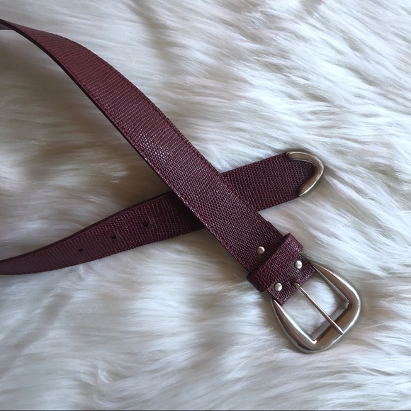 Maroon Python Snake Print Belt with Silver Buckle - Picture 1 of 5